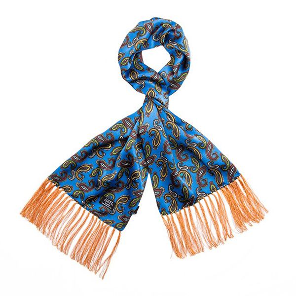 Tootal Silk Scarf Paisley Blue