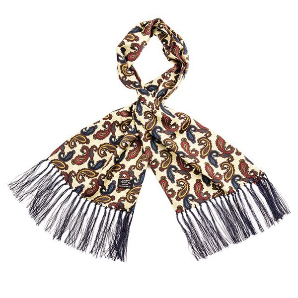 Tootal Silk Scarf Paisley Print Cream