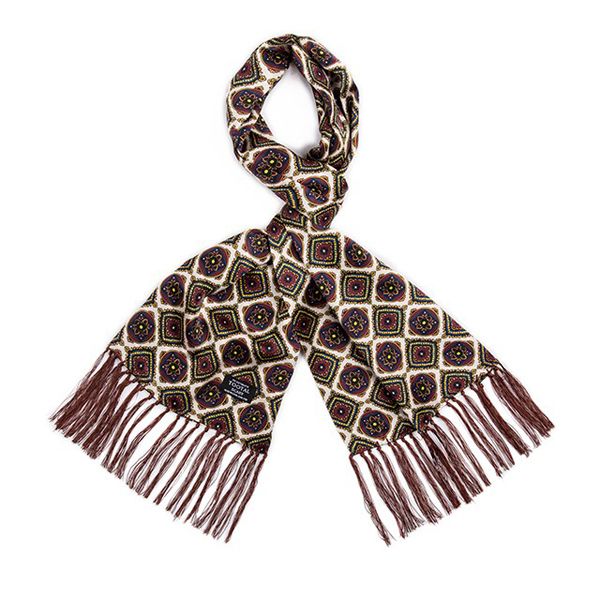 Tootal Silk Scarf Mosaic Print Cream