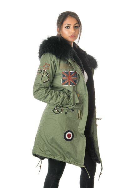 Stonetail Military Badged Braided Fur Coat