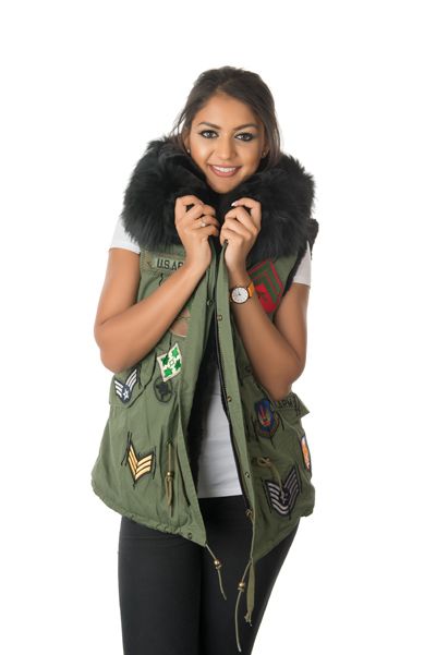 stonetail military badged gilet model shot