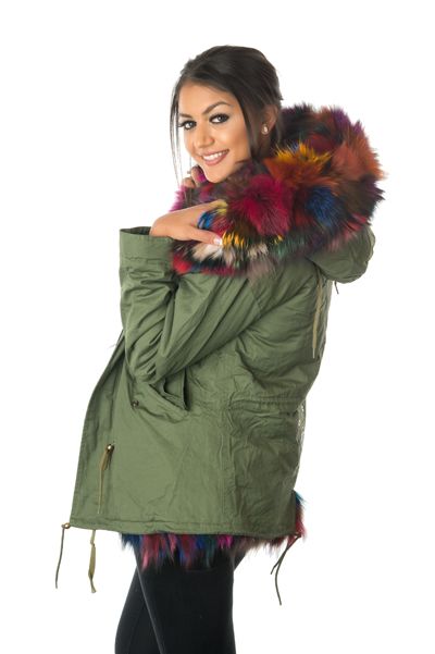 Parka with multi coloured fur best sale